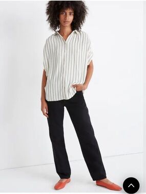 Madewell Central Drapey Shirt, blue and white, XS